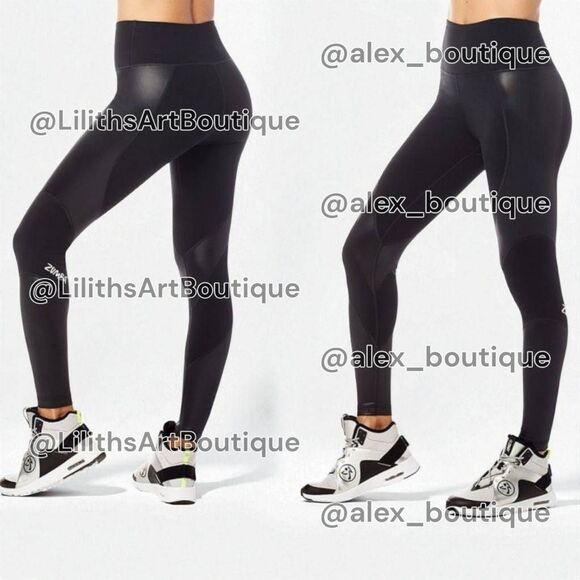 Zumba Making Moves High Waisted Ankle Leggings Bold Black Size S (E067) - Picture 1 of 6